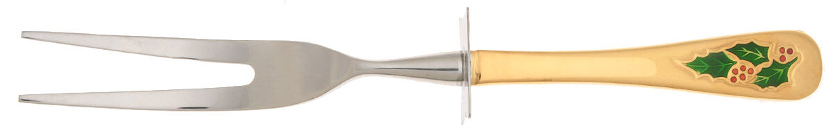 Hollyberry (Gold Electroplate) Carving Fork Small with Stainless Prongs HC by Classic Traditions-1