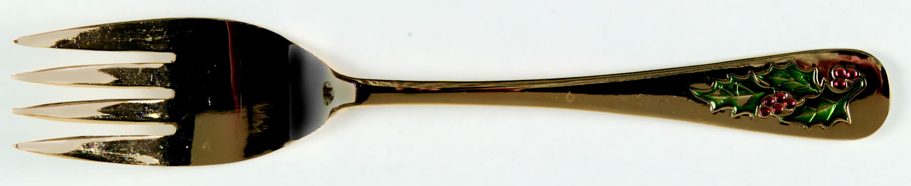 Hollyberry (Gold Electroplate) Medium Solid Cold Meat Serving Fork by Classic Traditions-1