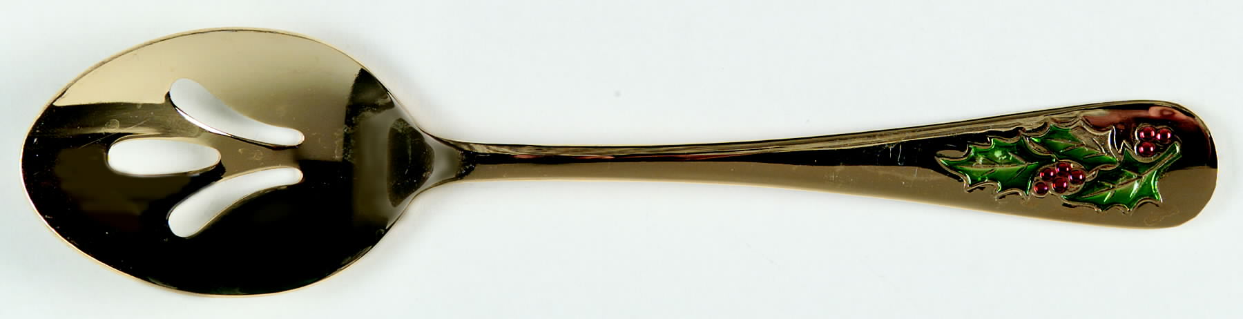 Hollyberry (Gold Electroplate) Pierced Tablespoon (Serving Spoon) by Classic Traditions-1