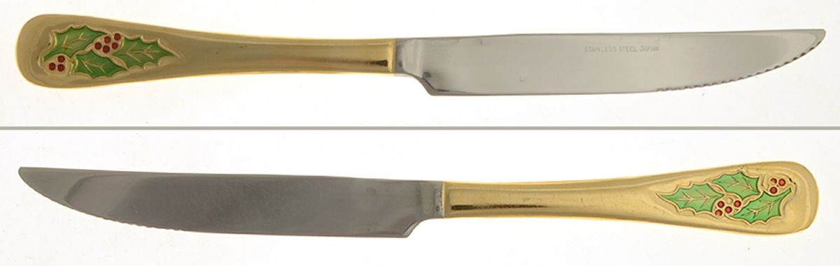 Hollyberry (Gold Electroplate) Individual Solid Handle Steak Knife by Classic Traditions-1