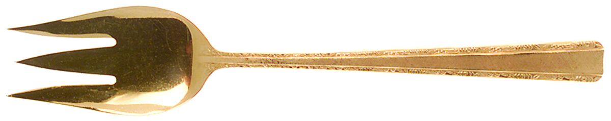 CSM9G (Gold Electroplate) Medium Solid Cold Meat Serving Fork by Cosmos Products Company-1