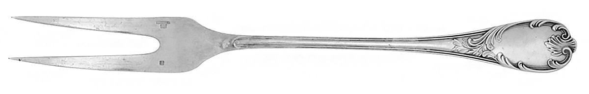 Marly (Silverplate, 1890, Glossy Handle) Large Solid Cold Meat Serving Fork by Christofle France-1