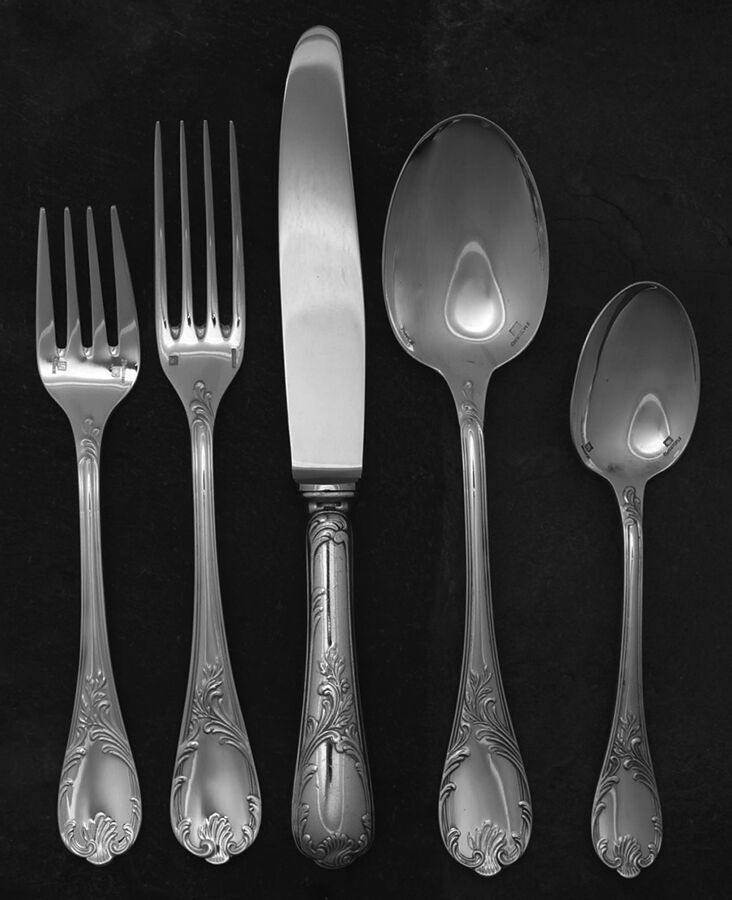 Marly (Silverplate, 1890, Glossy Handle) 5 Piece Place Setting by Christofle France-1