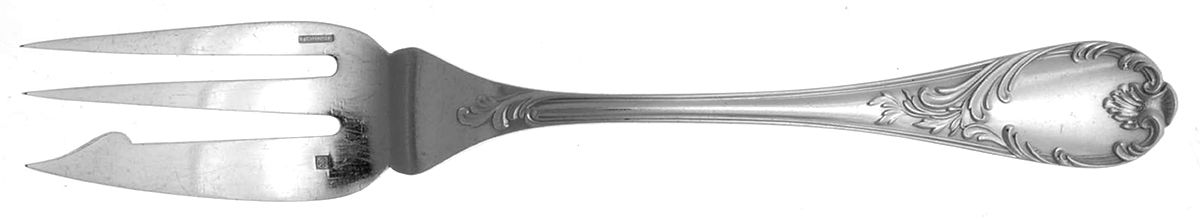 Marly (Silverplate, 1890, Glossy Handle) 3 Tine Dessert Fork by Christofle France-1