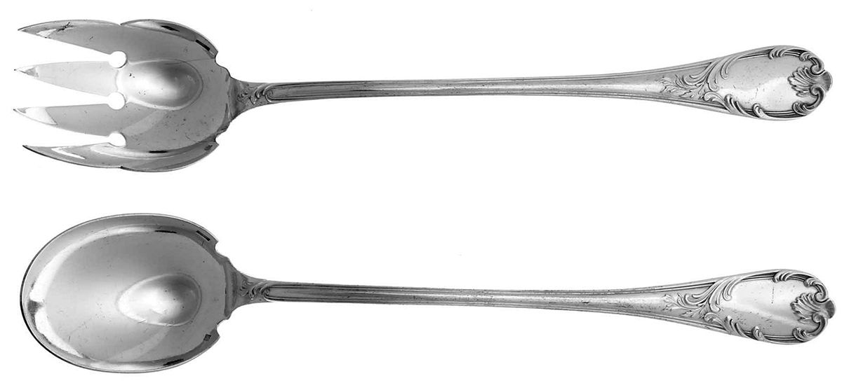 Marly (Silverplate, 1890, Glossy Handle) Solid Serving Set by Christofle France-1