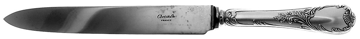 Marly (Silverplate, 1890, Glossy Handle) Large Stainless Blade Roast Carving Knife by Christofle France-1