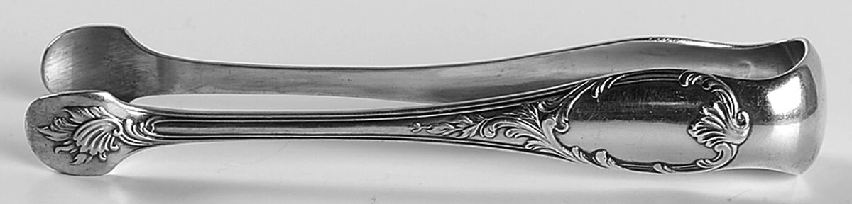 Marly (Silverplate, 1890, Glossy Handle) Large Ice Serving Tongs with Bowl Tips by Christofle France-1