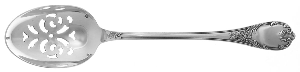 Marly (Silverplate, 1890, Glossy Handle) Pierced Solid Serving Spoon by Christofle France-1