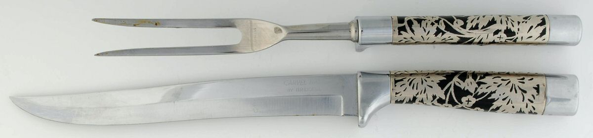 Classic-Black (Stainless) Large 2-Piece Roast Carving Set w/Stainless Blade by Carvel Hall-1