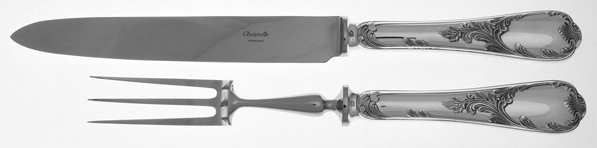 Marly (Sterling) Large 2-Piece Roast Carving Set w/Stainless Blade by Christofle France-1