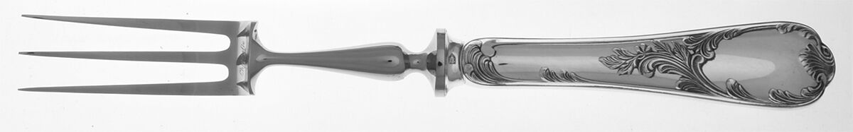 Marly (Sterling) Large Stainless-Prong Roast Carving Fork by Christofle France-1