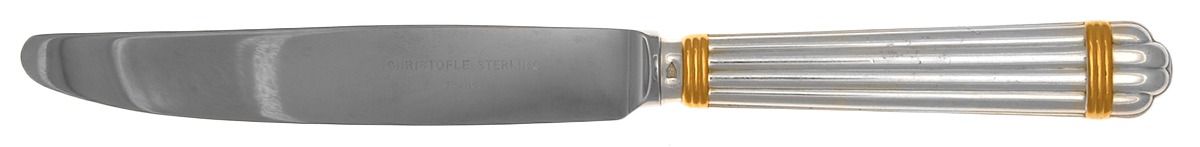 Aria Gold (Sterling, Gold Accent) Dessert Knife with Stainless Blade by Christofle France-1