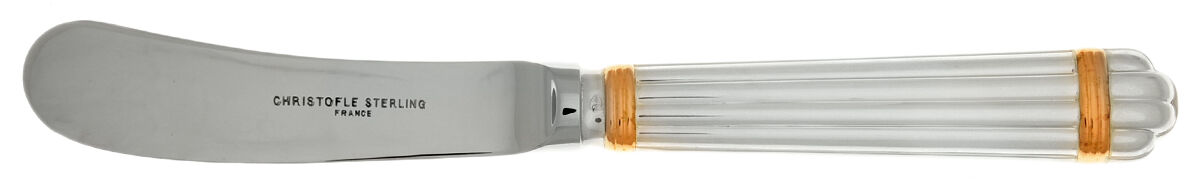 Aria Gold (Sterling, Gold Accent) Butter Spreader Hollow Hdl-Paddle/Stainless Blade by Christofle France-1