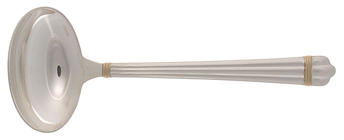Aria Gold (Sterling, Gold Accent) Solid Gravy Ladle by Christofle France-1