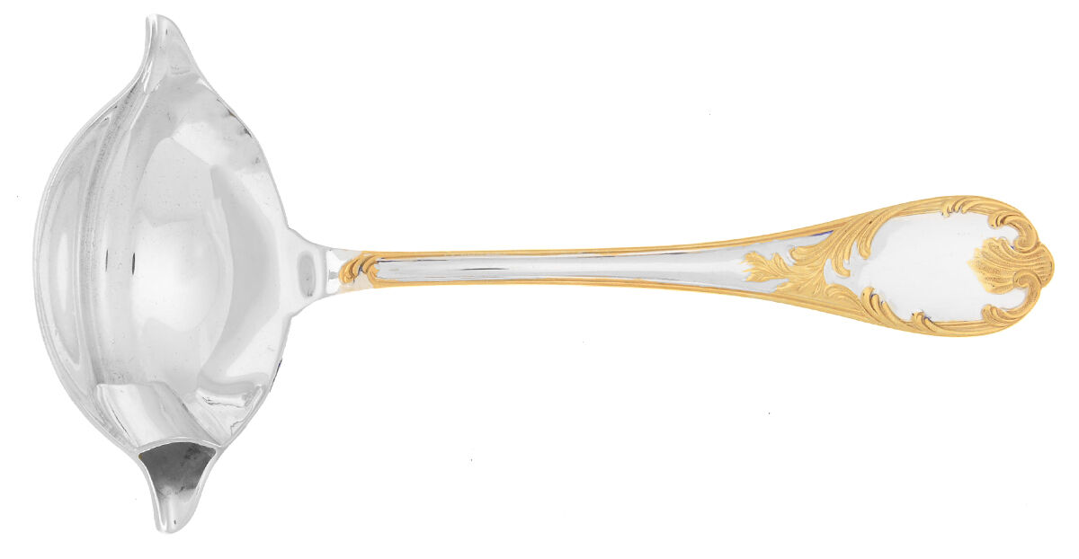 Marly (Silverplate, Gold Accents) Ladle-Gravy/Solid Piece 2 Spout with Strainer by Christofle France-1