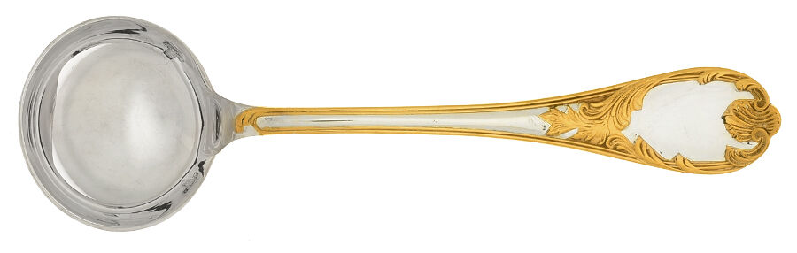 Marly (Silverplate, Gold Accents) Solid Sugar Serving Ladle by Christofle France-1