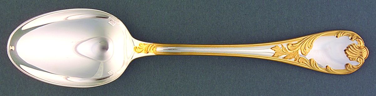 Marly (Silverplate, Gold Accents) Dessert/Oval Soup Spoon by Christofle France-1