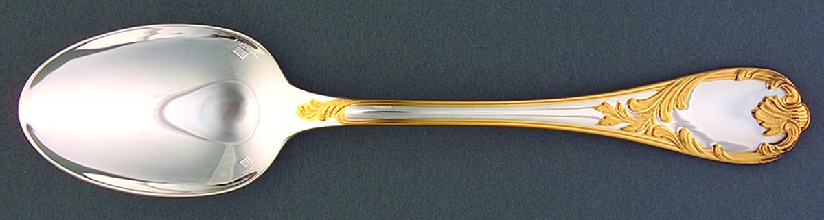 Marly (Silverplate, Gold Accents) Place/Oval Soup Spoon by Christofle France-1