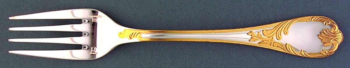 Marly (Silverplate, Gold Accents) Individual Salad Fork by Christofle France-1