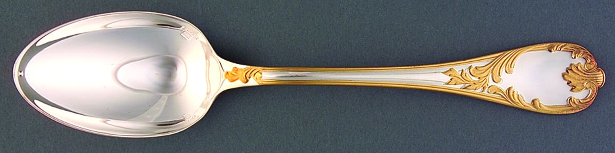 Marly (Silverplate, Gold Accents) Tablespoon (Serving Spoon) by Christofle France-1