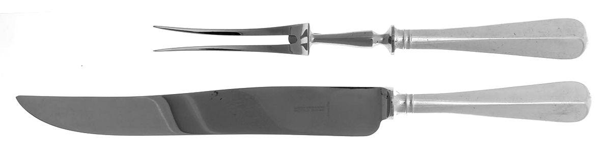 Queen Anne (Silverplate) Large 2-Piece Roast Carving Set w/Stainless Blade by Cooper Bros & Sons-1