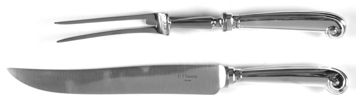 English Onslow (Sterling) Large 2-Piece Roast Carving Set w/Stainless Blade by CJ Vander-1