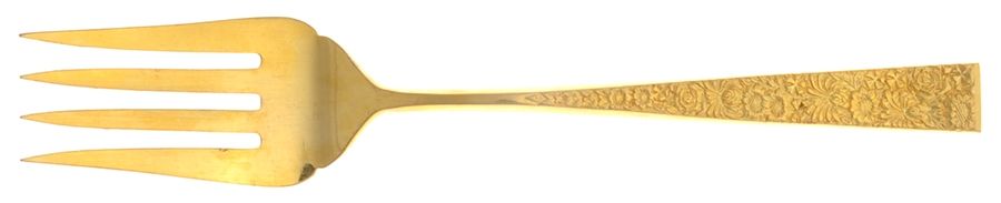 Golden Fresco (Gold Electroplate) Medium Solid Cold Meat Serving Fork by Cosmos Products Company-1