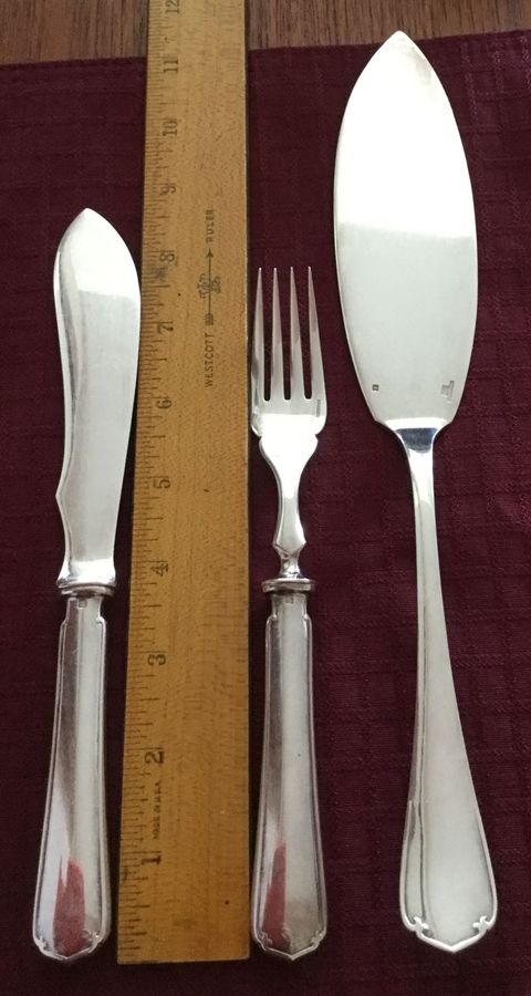 CTF18 (Silverplate) Individual Hollow Fish Fork, Stainless Tines by Christofle France-1
