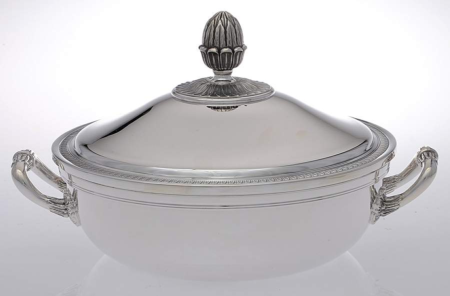 Malmaison-Beauharnais (Silverplate, Hollowware) Round Covered Vegetable Bowl by Christofle France-1