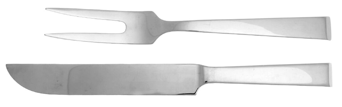 York (Stainless) Large 2-Piece Roast Carving Set w/Stainless Blade by Calvin Klein-1