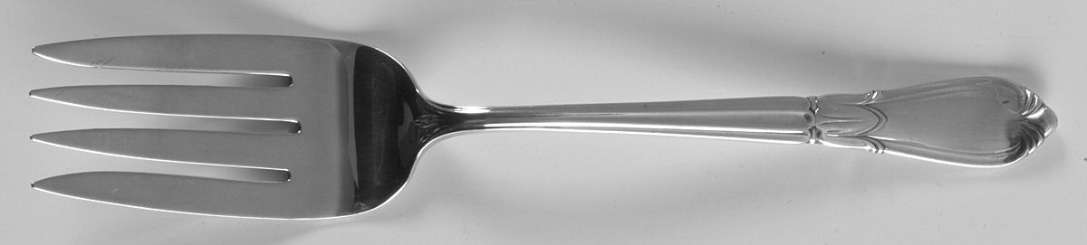 Troubadour (Sterling, 1950-1932, No Monograms) Medium Solid Cold Meat Serving Fork by Concord-1