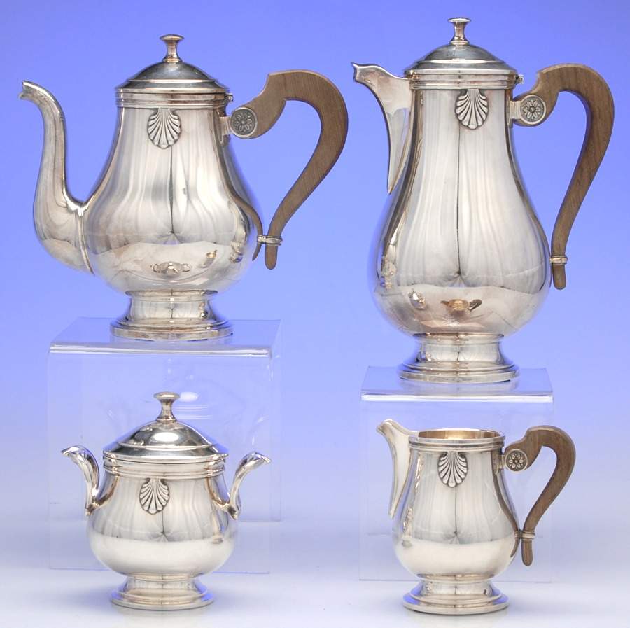 Vendome (Silverplate, Hollowware) 4 Piece Tea Set  (CPBRH, TPBRH, CRBRH, SSU) by Christofle France-1