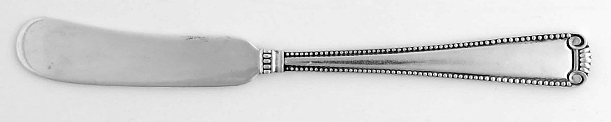 Scroll & Bead (Sterling, 1940, No Monograms) Flat Handle Butter Spreader by R. Blackinton & Co-1