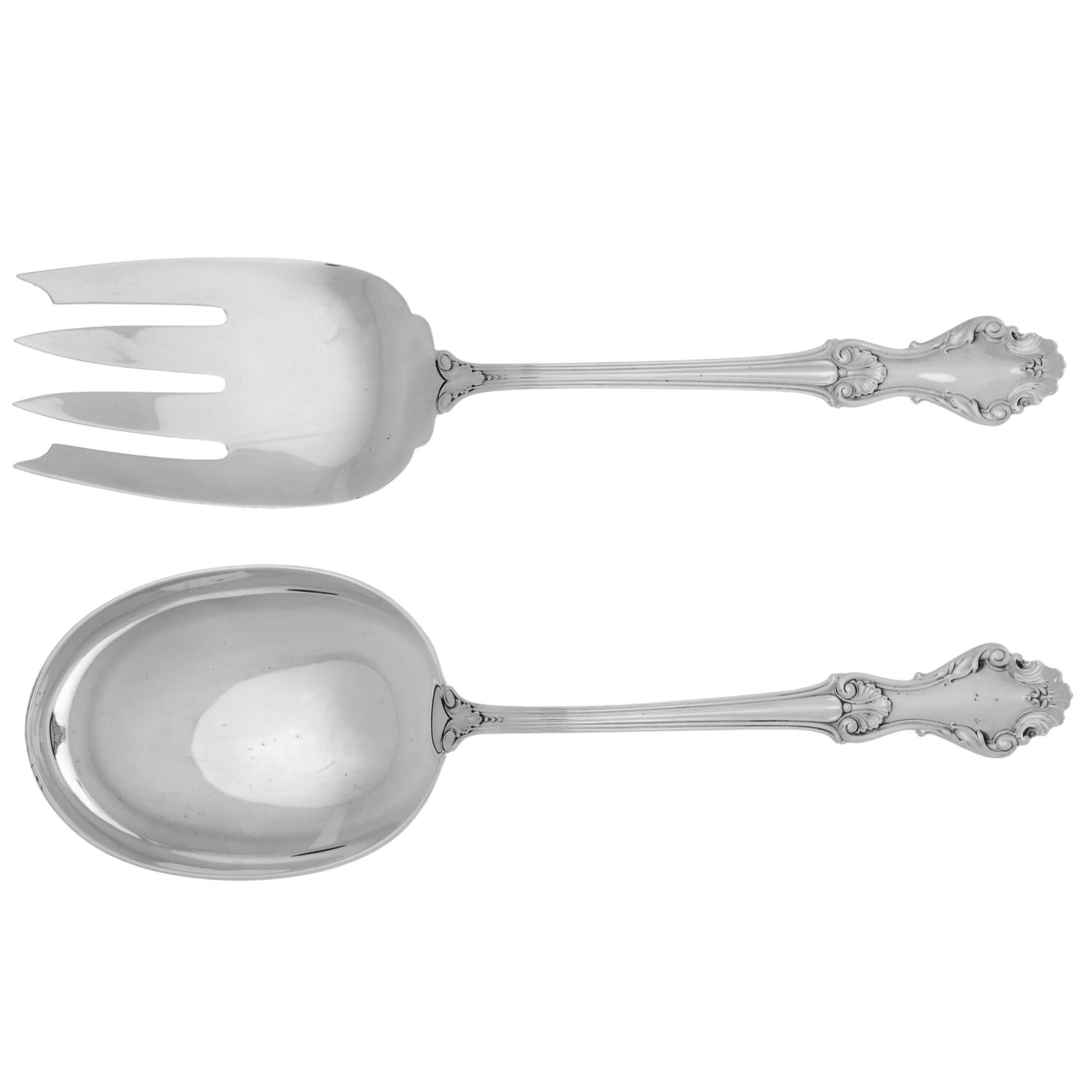 Georgian Shell (Sterling, 1948, No Monograms) (2 Pc) Solid Salad Set by Concord-1
