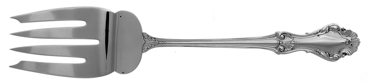 Georgian Shell (Sterling, 1948, No Monograms) Medium Solid Cold Meat Serving Fork by Concord-1
