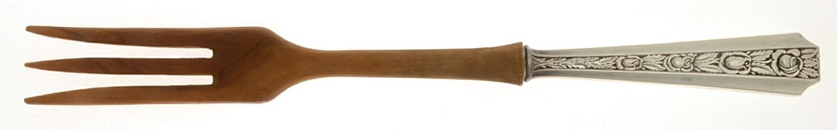 Talisman Rose (Sterling) Salad Serving Fork with Wooden Prongs by Concord-1
