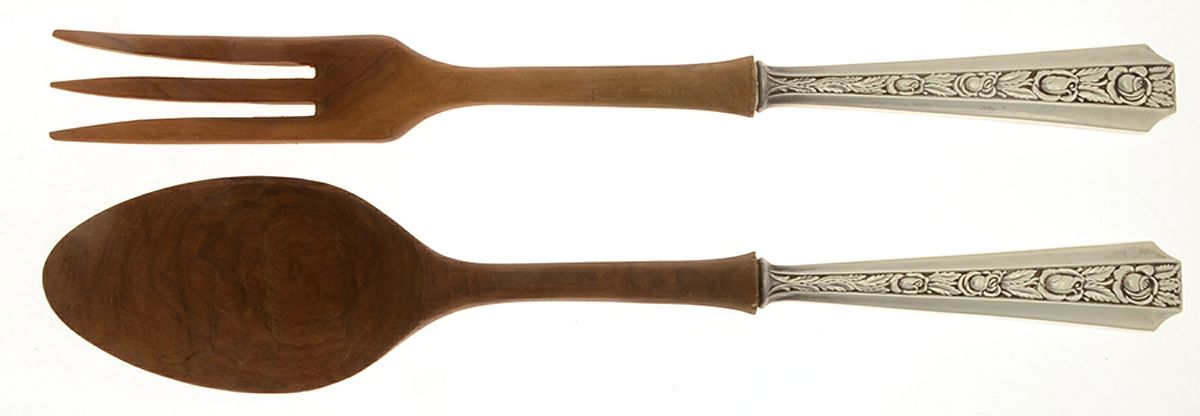 Talisman Rose (Sterling) Wooden Bowl 2-Piece Salad Set by Concord-1