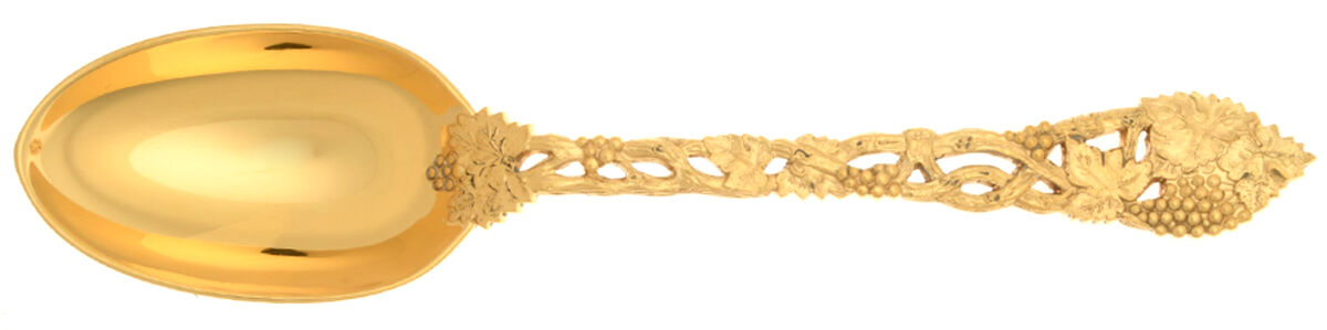 Chased & Pierced Vine- Gold Dessert/Oval Soup Spoon by CJ Vander-1