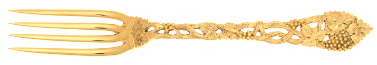 Chased & Pierced Vine- Gold Dessert Fork by CJ Vander-1