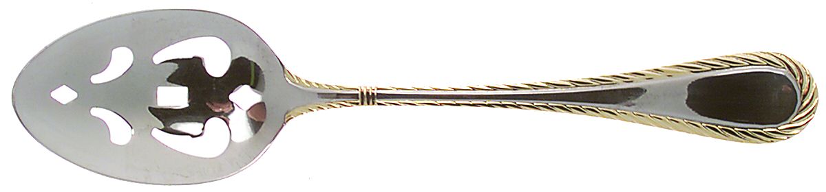 Carlyle (Stainless, Gold Accent) Pierced Tablespoon (Serving Spoon) by Cambridge Silver-1