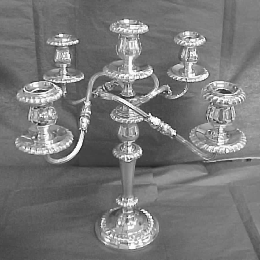 Silverplate Hollowware Large Plated 5-Light Candelabra by Crescent Silverware-1