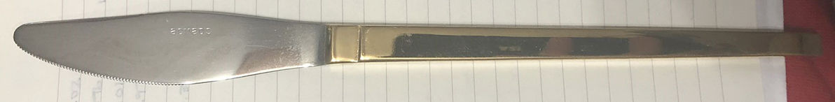 Gold Verme (Gold Electroplate) Modern Solid Knife by Cosmos Products Company-1