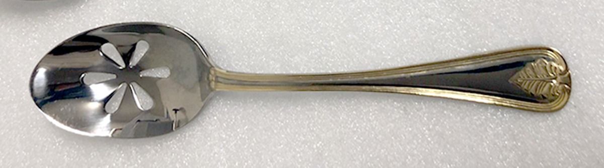 Versailles (Stainless, Gold Accent) Pierced Tablespoon (Serving Spoon) by Cambridge Silver-1