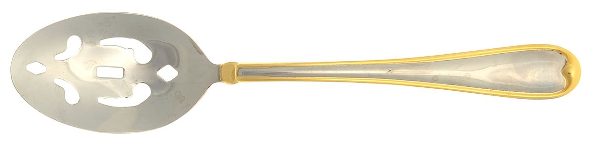 Allure (Stainless, Gold Accent) Pierced Tablespoon (Serving Spoon) by Cambridge Silver-1