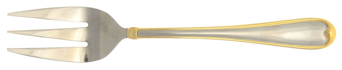 Allure (Stainless, Gold Accent) Medium Solid Cold Meat Serving Fork by Cambridge Silver-1