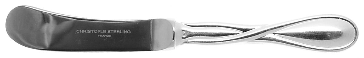 Galea (Sterling) Butter Spreader Hollow Hdl-Paddle/Stainless Blade by Christofle France-1