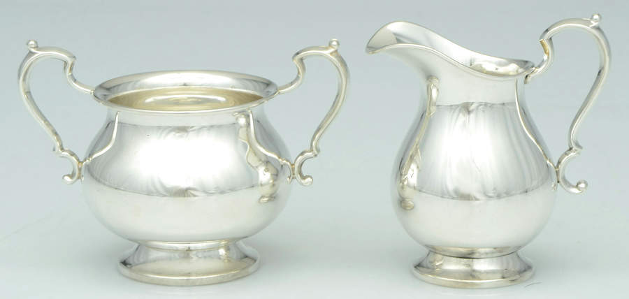 9456 (Sterling, Hollowware) Mini Sterling Creamer and Open Sugar by Cartier-1