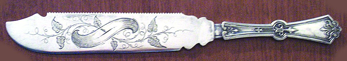 Persian (Silverplate, 1871) Solid Bright Cut Cake Saw by International Silver-1