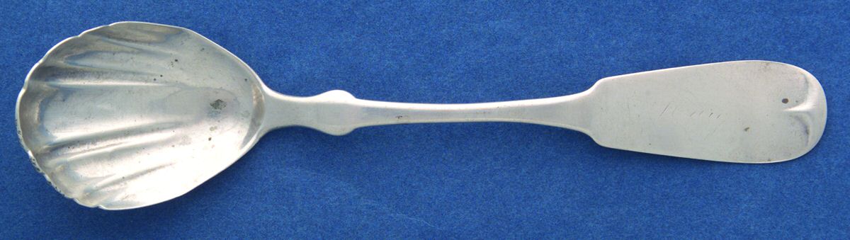 Coin Silver Flatware Sugar Shell Spoon by Charles C Shaver-1