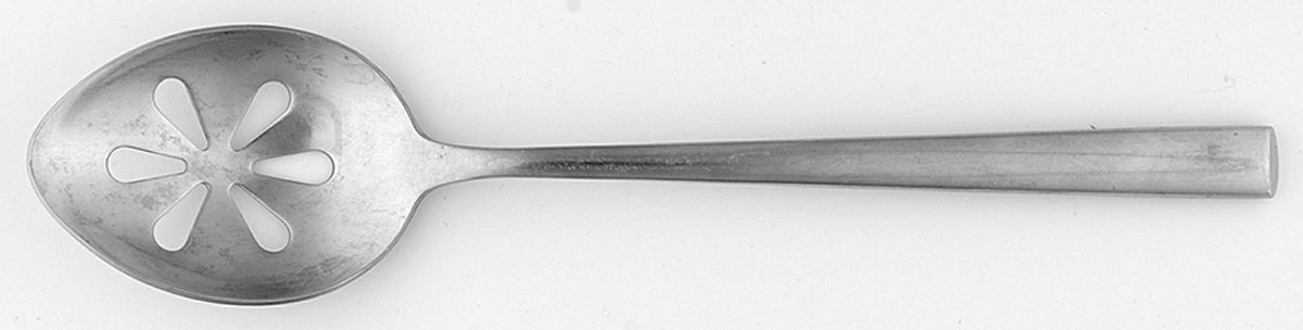 Oona (Stainless) Pierced Tablespoon (Serving Spoon) by Crate & Barrel Flatware-1